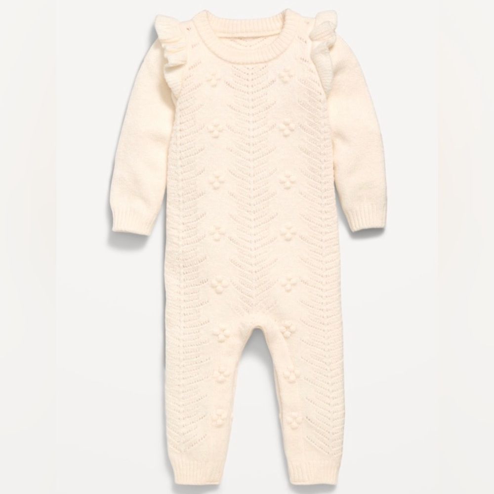 Old Navy SoSoft Ruffled-Shoulder Sweater One-Piece 3-6M
